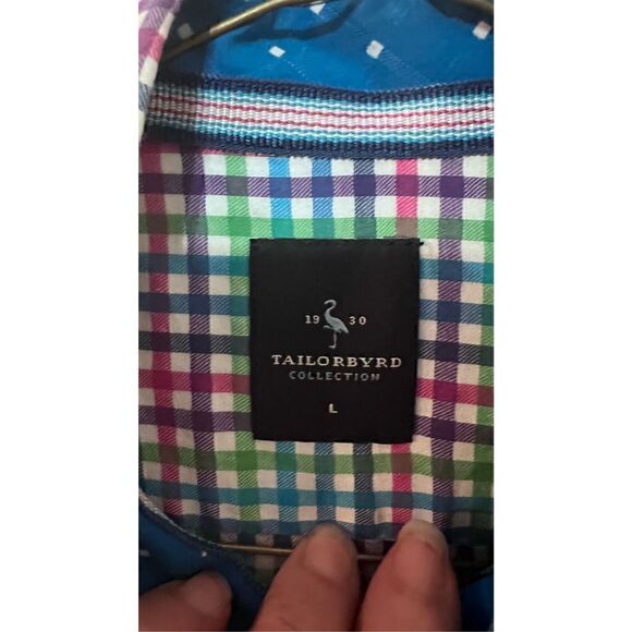 1930 TAILORBYRD COLLECTION MENS CHECKED BUTTON DOWN MENS SZ L - Picture 5 of 12